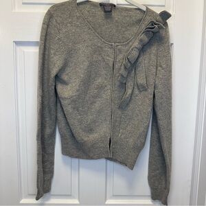 Chelsea‎ & Theodore Large Gray Cashmere Cardigan with Bow Accent